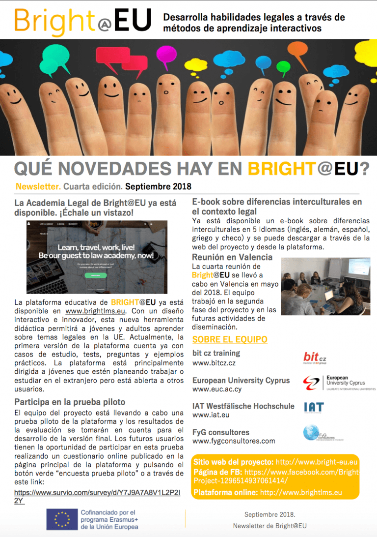 Últimas Novedades del Proyecto BRIGHT@EU.